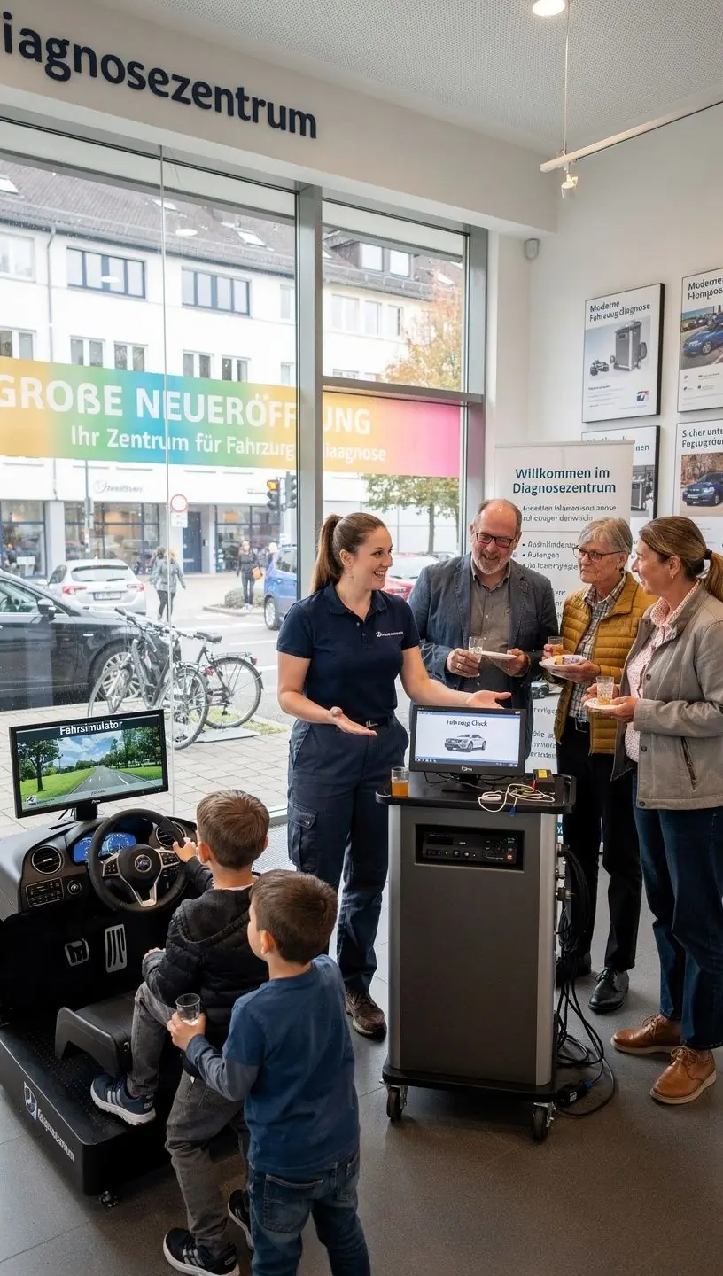Experte führt professionelle Fahrzeuguntersuchung mit Hightech-Diagnoseausrüstung durch