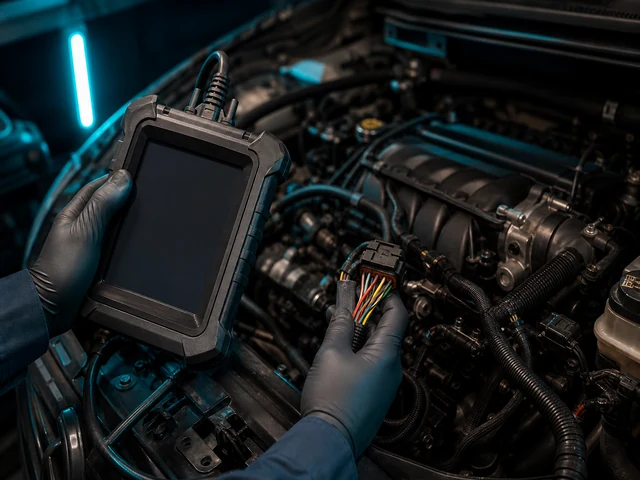 Motorkontrolle und Diagnosesoftware am Motorraum